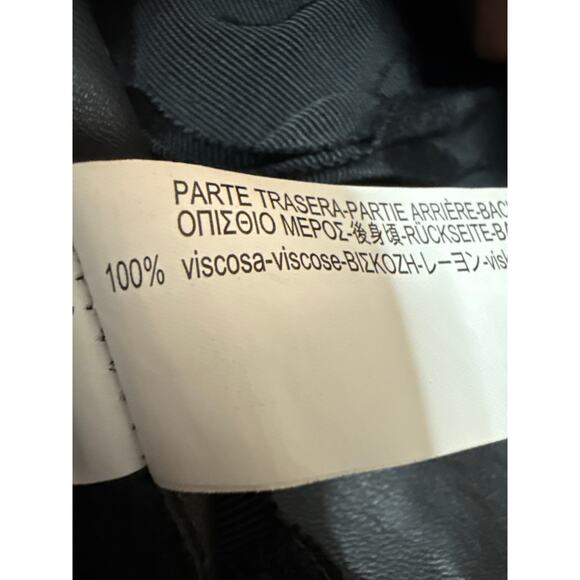 Zara Women's Black Faux Vegan Leather Sleeveless Lace Up Back Crop Tank Top Sz S - Picture 4 of 4